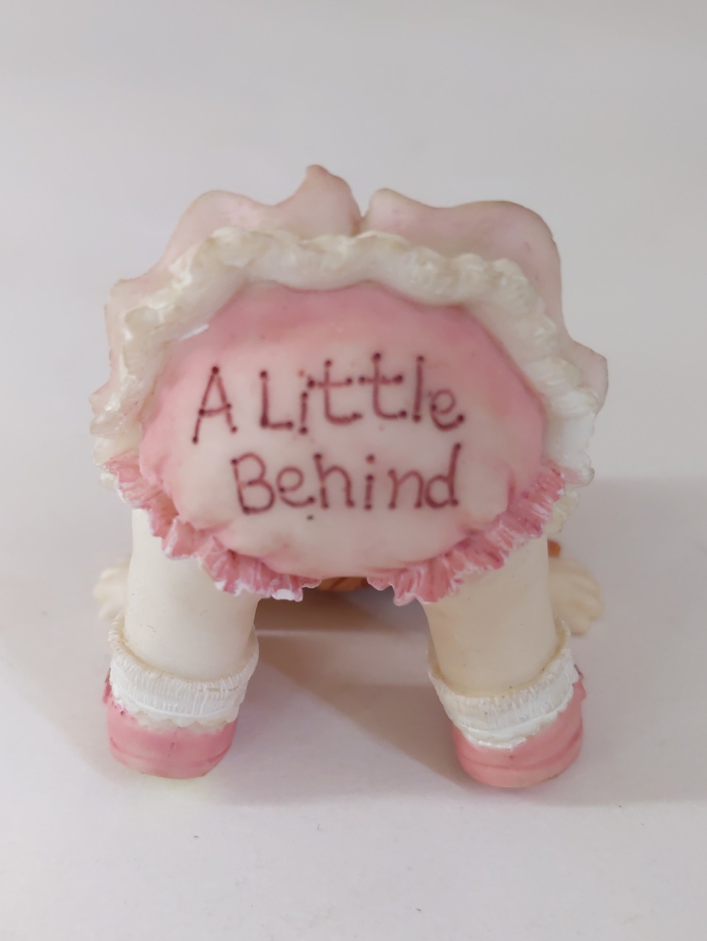 Vintage Enesco 'A Little Behind' Cute Pink Girl Figurine